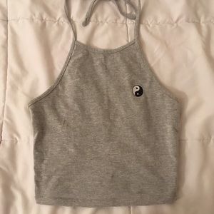 gray halter crop top